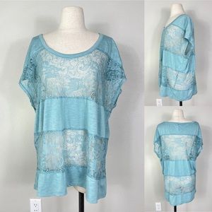 TORRID lace see through short sleeve shirt top | 1X